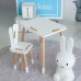 Стіл прямокутний 46х60х45 і стілець вушка кролика 26.5х26х25, столик та стільчик в дитячу, білий Стіл прямокутний 46х60х45 і стілець вушка кролика 26.5х26х25, столик та стільчик в дитячу, білий