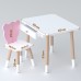 Стіл прямокутний з шухлядою 46х60х45 і стілець мордочка медвежа 26.5х26х25, комплект для дитячої кімнати, білий з рожевим Стіл прямокутний з шухлядою 46х60х45 і стілець мордочка медвежа 26.5х26х25, комплект для дитячої кімнати, білий з рожевим