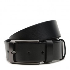 Ремінь шкіряний чоловічий 125×3.5 / пасок для брюків та джинсів, чорний