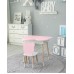 Столик хмаринка з нішею для речей 54х68х50 і стільчик спинка медведик 26.5х26х25, стіл та стілець в дитячу, білий з рожевим