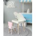 Столик хмаринка з нішею для речей 54х68х50 і стільчик спинка медведик 26.5х26х25, стіл та стілець в дитячу, білий з рожевим