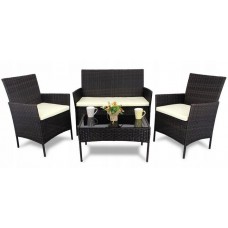 Комплект меблів з ротангу (Диван + 2 крісла + стіл) для саду кафе тераси, Коричневий