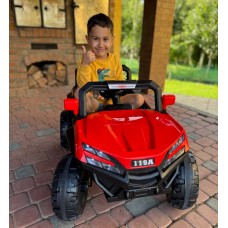 Дитячий електромобіль ДЖИП БАГГІ двомісний (4 двигуни, пульт, світло, музика), Червоний