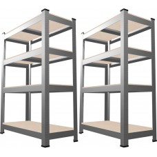 Набір з 2-х металевих стелажів (150 x 70 x 30 см) 4 полиці, навантаження - 150 кг на полицю, Сірий