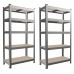 Набір з 2-х металевих стелажів (180 x 90 x 30 см) 5 полиць, навантаження - 175 кг на полицю, Сірий