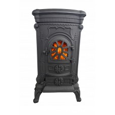 Чавунна піч-камін "Koza" Ingrid Ambra 9 кВт (дровʼяна) обігрів - до 100 м², Чорна