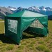 Садовий павільйон / альтанка / торговий тент (3x3x2,5 м) 4 стінки, з вікнами, Зелений