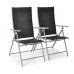 Складний садовий стілець MODENA eDomator алюмінієвий з регулюванням спинки, Срібно-чорний (Польща)