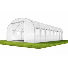 Садова теплиця 24 м² (8 х 3 х 2 м) з армованою плівкою UV-4, з вікнами, Прозора (Польща)