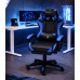 Геймерське крісло Primaveo з ергономічними подушками та висувною підставкою для ніг, Чорний/Синій