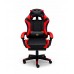 Геймерське крісло Primaveo з ергономічними подушками та висувною підставкою для ніг, Чорний/Червоний