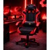 Геймерське крісло Primaveo з ергономічними подушками та висувною підставкою для ніг, Чорний/Червоний