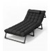 Складний туристичний лежак з матрацом та підголівником (178 × 56 × 30 см), регульований садовий шезлонг (Чорний)