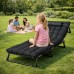 Складний туристичний лежак з матрацом та підголівником (178 × 56 × 30 см), регульований садовий шезлонг (Чорний)