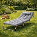 Складний туристичний лежак з матрацом та підголівником (178 × 56 × 30 см), регульований садовий шезлонг (Сірий)