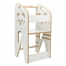 Дитячий кухонний стілець (вежа) Монтессорі для дітей до 50 кг — безпечний кухонний помічник, Білий (Польща)