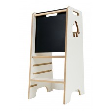 Дитячий кухонний стілець (вежа) Монтессорі з дошкою для малювання крейдою, для дітей до 50 кг, Білий (Польща)