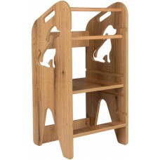 Дитячий кухонний стілець (вежа) Монтессорі для дітей до 50 кг — безпечний кухонний помічник, Коричневий (Польща)