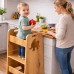 Дитячий кухонний стілець (вежа) Монтессорі з дошкою для малюваня крейдою, для дітей до 50 кг, Коричневий (Польща)