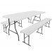 Набір садових меблів складаний (Стіл + 2 лавки) 180 см, Білий