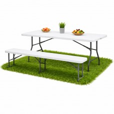 Набір садових меблів складаний (Стіл + лавка) 180 см, Білий