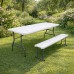 Набір садових меблів складаний (Стіл + лавка) 180 см, Білий