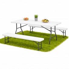 Набір садових меблів складаний (Стіл + 2 лавки) 180 см, Білий