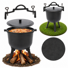 Туристичний чавунний казан 11 л Garden Line на 3 ніжках з кришкою та ручкою для перенесення (Польща) Туристичний чавунний казан 11 л Garden Line на 3 ніжках з кришкою та ручкою для перенесення (Польща)