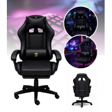 Геймерське крісло Primaveo з ергономічними подушками та висувною підставкою для ніг, Чорний Геймерське крісло Primaveo з ергономічними подушками та висувною підставкою для ніг, Чорний