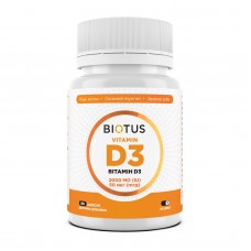 Витамин D3, Vitamin D3, Biotus, 2000 МЕ, 60 капсул