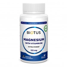 Магний и витамин В6, Magnesium with Vitamin B6, Biotus, экстра сильный, 100 капсул