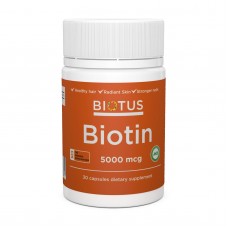 Биотин, Biotin, Biotus, 5000 мкг, 30 капсул