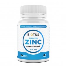 Хелатный цинк, Chelated Zinc, Biotus, 30 мг, 60 капсул