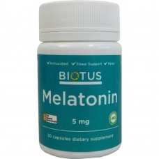 Мелатонин, Melatonin, Biotus, 5 мг, 30 капсул