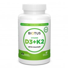 Витамин D3, К2 с кальцием, Vitamin D3 + K2 with Calcium, Biotus, 120 капсул