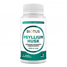 Подорожник, Psyllium Husk, Biotus, 2000 мг, 100 капсул