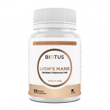 Ежовик гребенчатый, Lion's Mane, Biotus, 1000 мг, 30 капсул