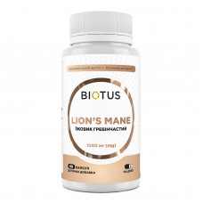 Ежовик гребенчатый, Lion's Mane, Biotus, 1000 мг, 60 капсул