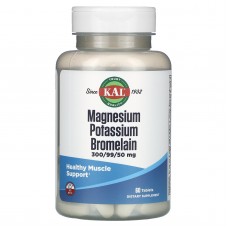 Магний, калий, бромелайн, Magnesium Potassium Bromelain, KAL, 60 таблеток