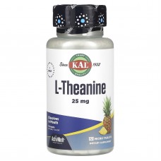 L-теанин, со вкусом ананаса, L-Theanine, KAL, 25 мг, 120 микро таблеток,
