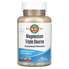 Магний, Magnesium Triple Source SR, KAL, 500 мг, 100 таблеток