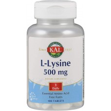 L-лизин, L-Lysine, KAL, 500 мг, 100 таблеток