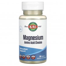 Магний, Magnesium Amino Acid Chelate, KAL, хелат аминокислот, 100 таблеток