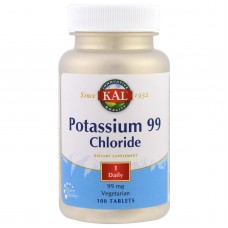 Калий хлорид, Potassium Chloride, KAL, 99 мг, 100 таблеток