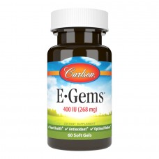 Витамин Е, E-Gems, Carlson, 400 МЕ (268 мг), 60 гелевых капсул