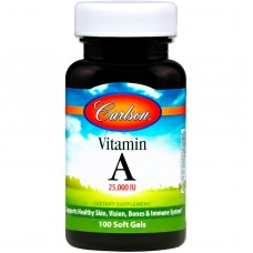 Витамин А, Vitamin A, Carlson, 25 000 МЕ, 100 гелевых капсул