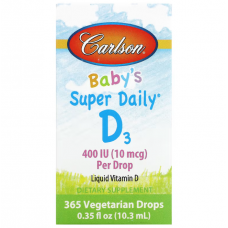 Витамин Д3, Baby's Vitamin D3, Carlson, для детей, 400 МЕ, 10,3 мл