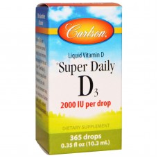 Витамин D3, Vitamin D3, Carlson, 2000 МЕ, 10,3 мл.