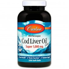 Рыбий жир из печени трески, Cod Liver Oil, Carlson, норвежский, 1000 мг, 250 капсул