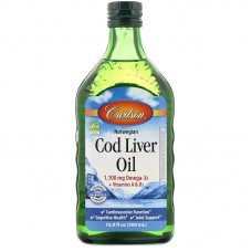 Рыбий жир из печени трески, Cod Liver Oil, Carlson, норвежский, 500 мл